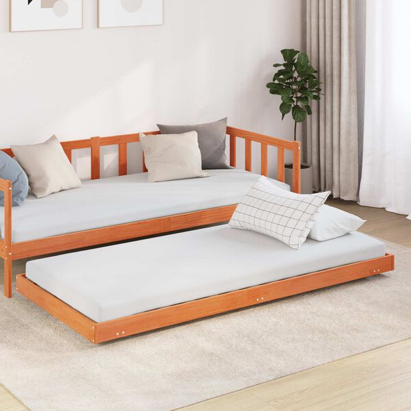 vidaXL Estructura de cama Marr&oacute;n cera 90 x 190 cm