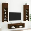 vidaXL Muebles TV pared con LED 6 pzas madera ingeniería marrón roble