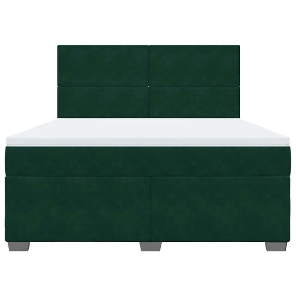 vidaXL Cama box spring con colch&oacute;n terciopelo verde oscuro 180x200 cm