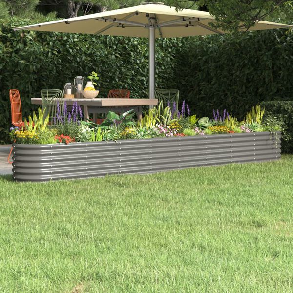 vidaXL Jardinera arriate acero galvanizado gris 332x40x36 cm