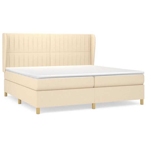 vidaXL Cama box spring con colch&oacute;n tela color crema 200x200 cm
