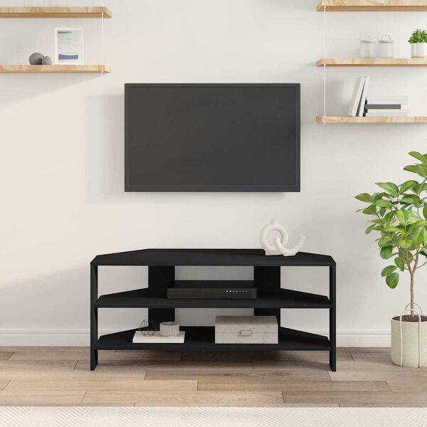 vidaXL MuebledeTVdeesquina Negro 102x40,5x45cm Madera contrachapada