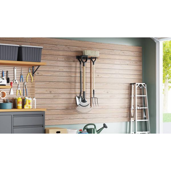 vidaXL Estante de pared de jardín para herramientas acero negro