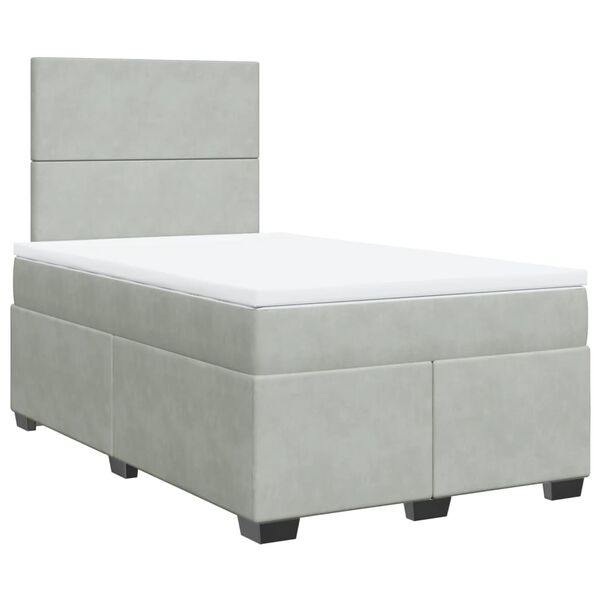 vidaXL Cama box spring con colch&oacute;n terciopelo gris claro 120x190 cm