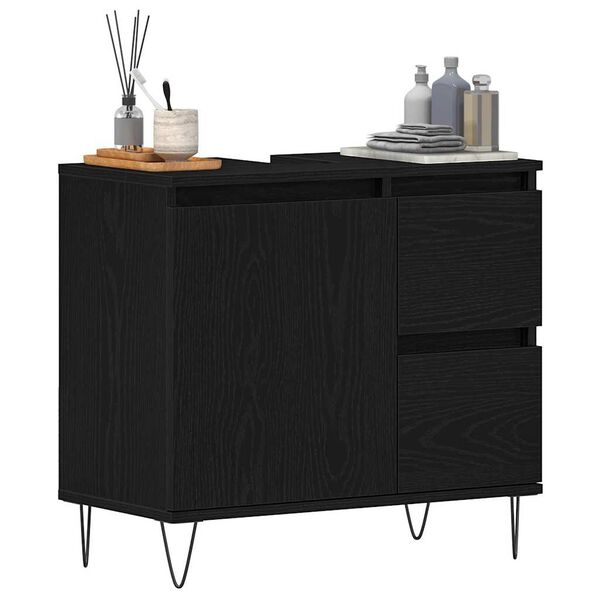 vidaXL Gabinete de Lavabo para Baño Roble Negro 65 x 33 x 60 cm
