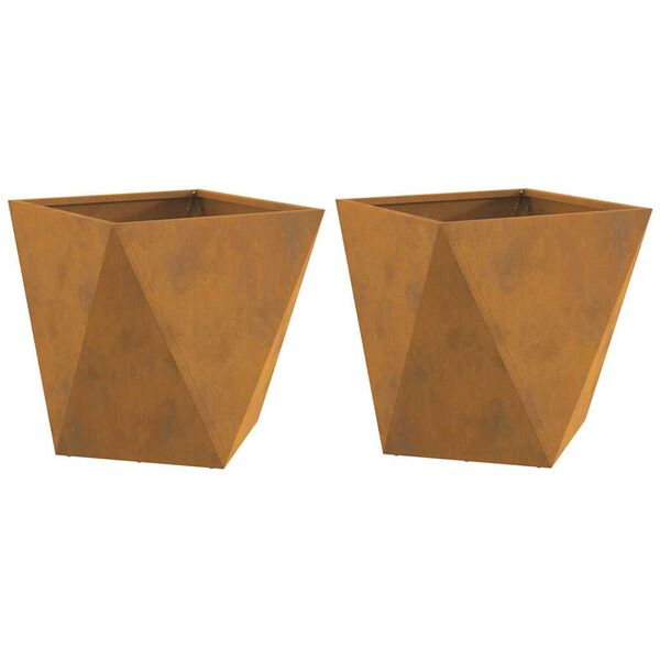vidaXL Jardinera 2 pcs Oxidado 40 x 40 x 40 cm Acero autopatinable