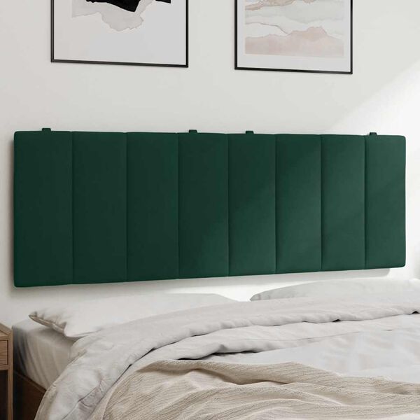 vidaXL Cabecero de cama acolchado Hanko terciopelo verde oscuro 140 cm