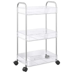 vidaXL Carro de almacenamiento 3 niveles transparente 37x28x68 cm