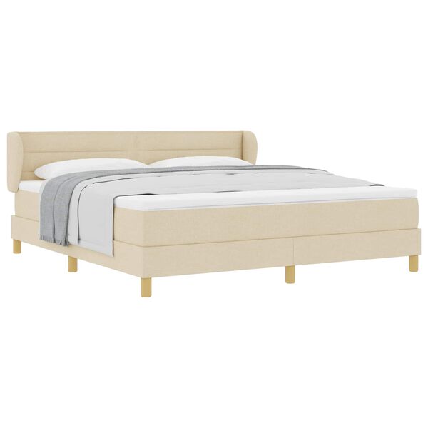 vidaXL Cama tipo Box Spring con colch&oacute;n Crema 180 x 200 cm tela