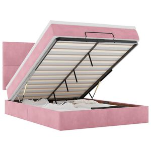 vidaXL Estructura cama otomana con colchones terciopelo rosa 140x190cm