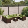 vidaXL Set muebles de jard&iacute;n 10 pzas y cojines rat&aacute;n sint&eacute;tico marr&oacute;n