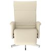 vidaXL Sill&oacute;n reclinable con reposapi&eacute;s cuero sint&eacute;tico color crema