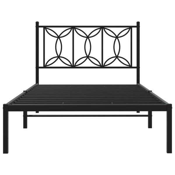 vidaXL Estructura cama sin colch&oacute;n con cabecero metal negro 100x200 cm