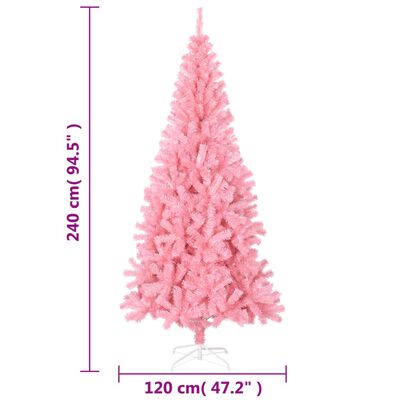vidaXL Árbol de Navidad artificial con soporte PVC rosa 240 cm