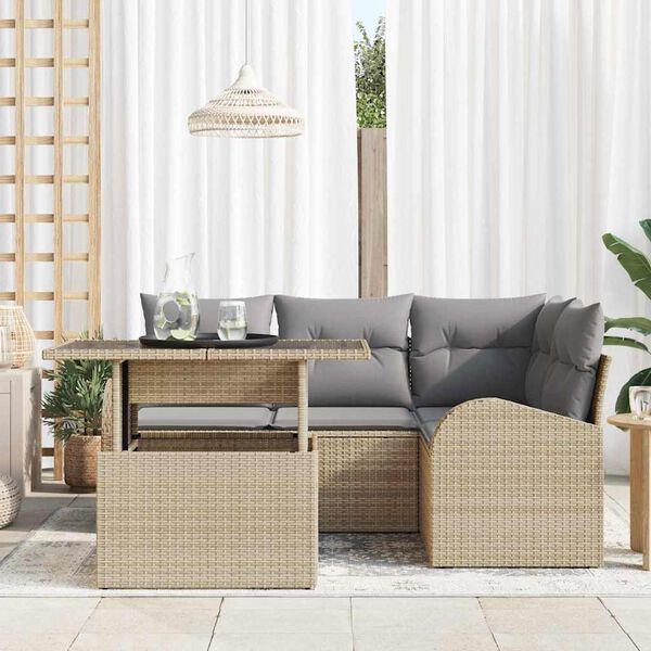 vidaXL Conjunto de sofá de jardín 5 pcs Beige ratán sintético