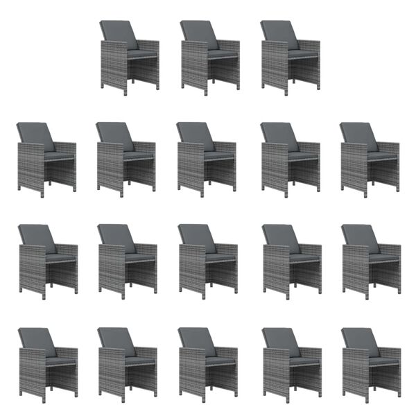 vidaXL Set comedor jard&iacute;n 15 pzas y cojines rat&aacute;n sint&eacute;tico gris