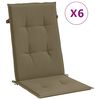 vidaXL Cojines silla respaldo alto 6 uds tela taupe melange 120x50x4cm