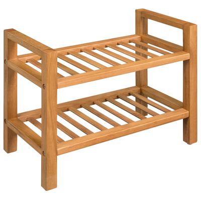 vidaXL Zapatero con dos estantes madera de roble maciza 50x27x40 cm