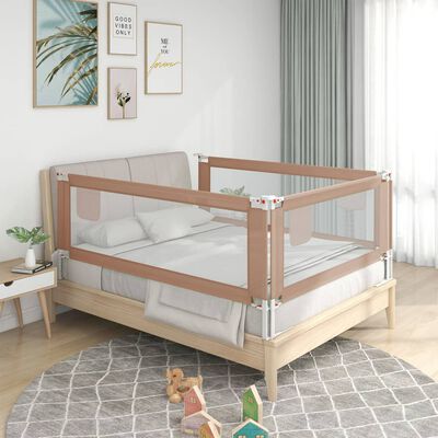 vidaXL Barandilla de seguridad cama de niño gris taupe tela 200x25 cm