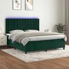vidaXL Cama box spring colch&oacute;n y LED terciopelo verde oscuro 180x200cm