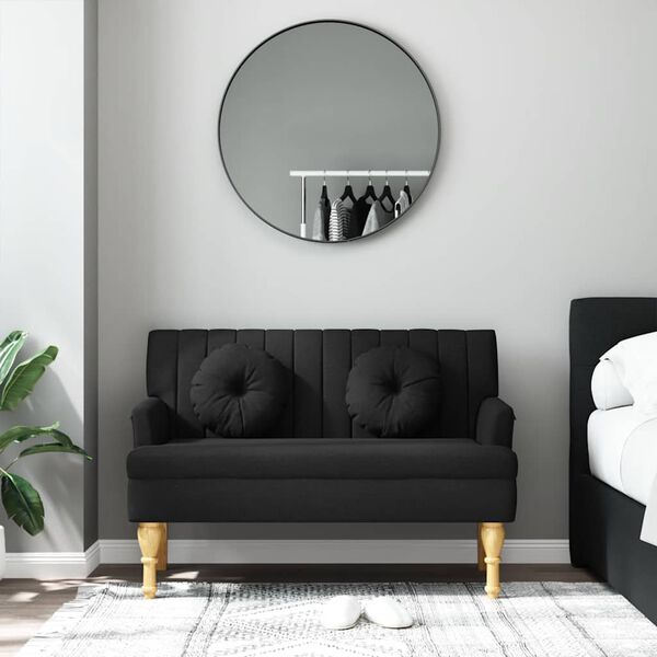 vidaXL Banco con cojines tela negro 113x64,5x75,5 cm