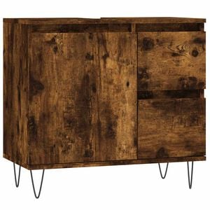 vidaXL Armario de ba&ntilde;o madera contrachapada roble ahumado 65x33x60 cm