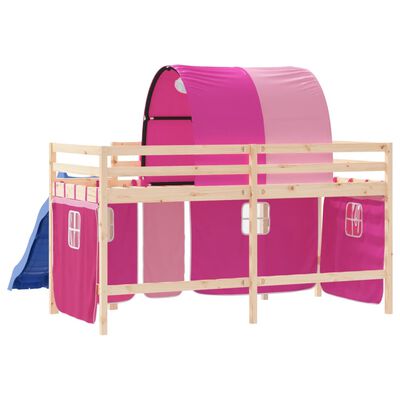 vidaXL Cama alta para niños con túnel madera pino rosa 80x200 cm