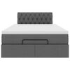 vidaXL Cama otomana con colch&oacute;n y LED tela gris oscuro 120x190 cm