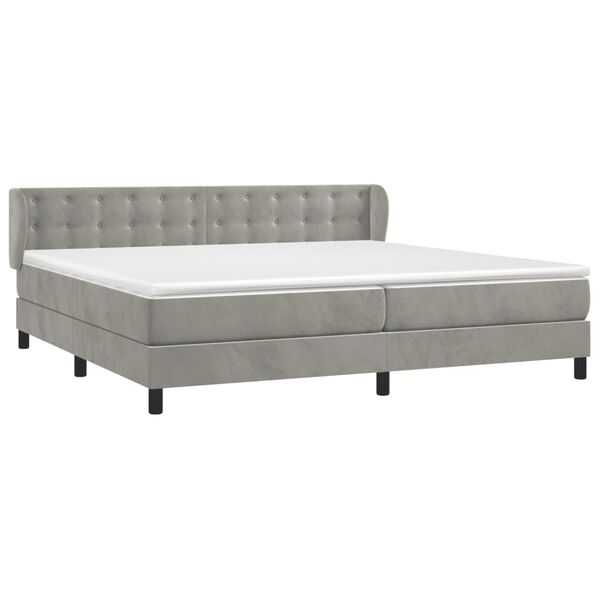 vidaXL Cama box spring con colch&oacute;n terciopelo gris claro 200x200 cm