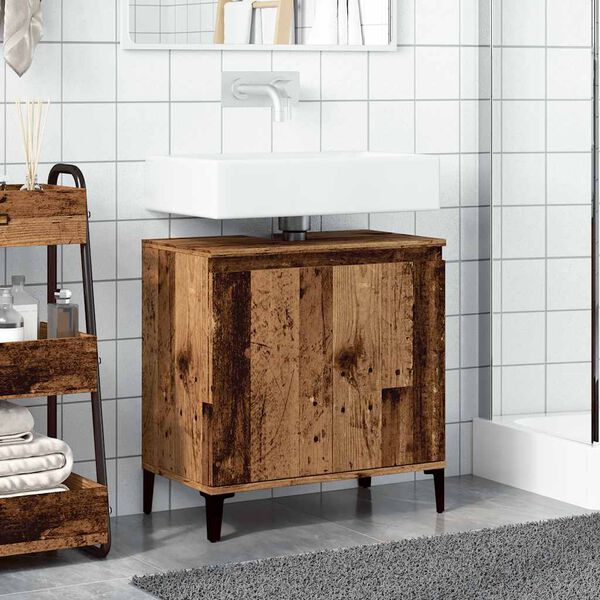 vidaXL Mueble de lavabo madera de ingenier&iacute;a envejecida 58x33x60 cm