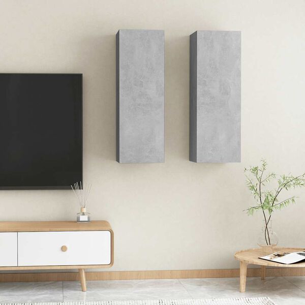 vidaXL Muebles para TV 2 uds contrachapada gris hormig&oacute;n 30,5x30x90 cm