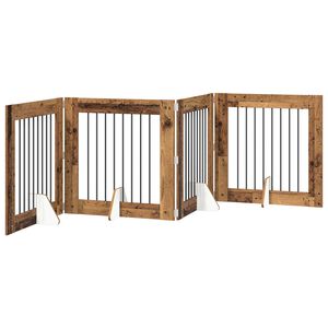vidaXL Puerta para perros plegable con soportes 4 uds. 321 cm