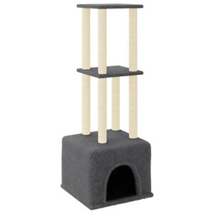 vidaXL Rascador para gatos con postes de sisal gris oscuro 133,5 cm