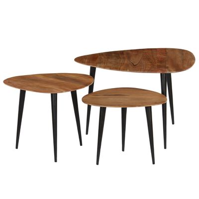 vidaXL Juego de mesas de centro 3 piezas madera de acacia maciza
