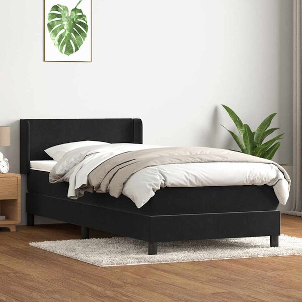 vidaXL Cama box spring con colchón cuero sintético negro 80x220 cm
