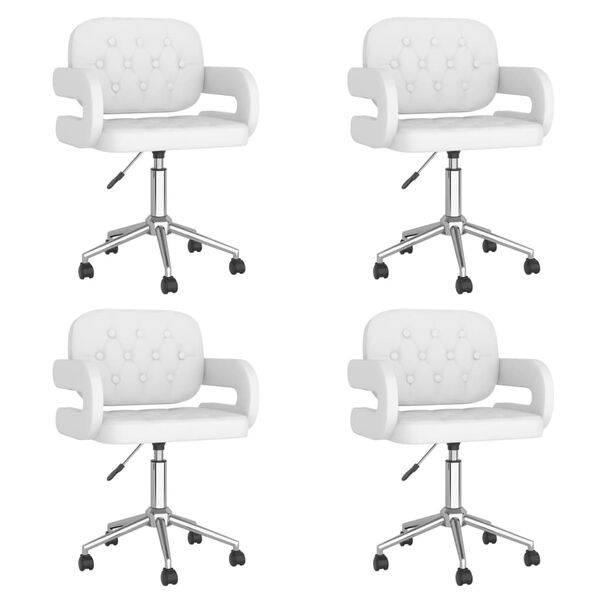 vidaXL Sillas de comedor giratorias 4 unidades cuero sint&eacute;tico blanco
