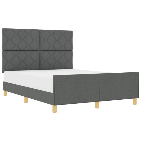 vidaXL Estructura de cama con cabecera Gris oscuro 140 x 200 cm tela