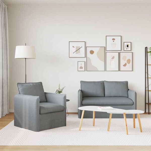 vidaXL Juego de Sof&aacute; 2 pcs Gris Claro 136 x 82 x 85 cm tela