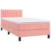 vidaXL Cama box spring colch&oacute;n y LED terciopelo rosa 80x200 cm