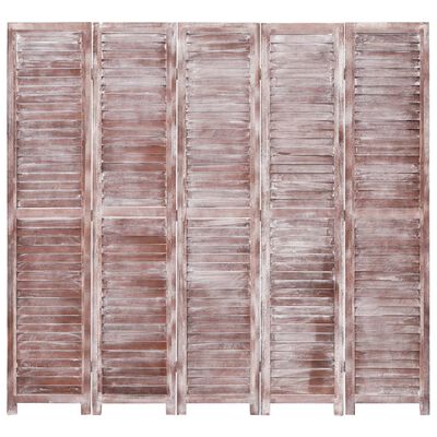 vidaXL Biombo de 5 paneles madera marrón 175x165 cm