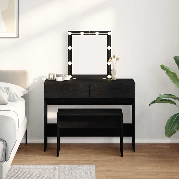 vidaXL Taburete de vestidor Roble negro 70 x 35 x 45 cm