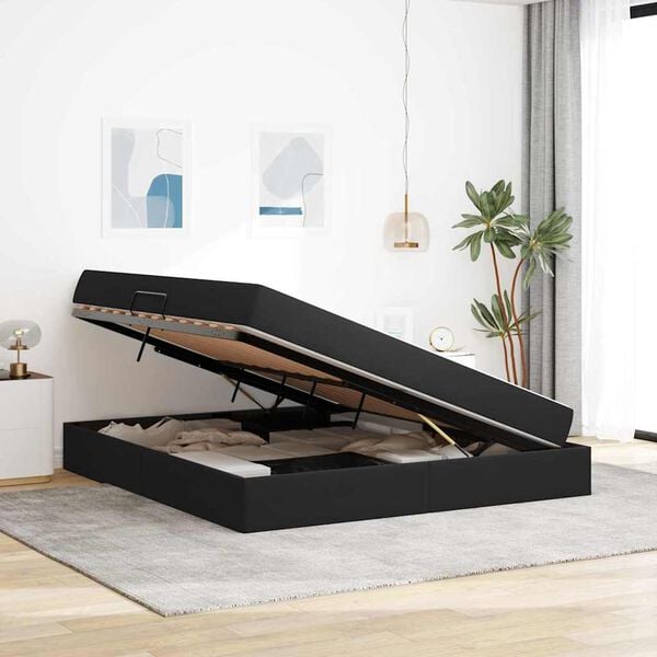 vidaXL Cama con almacenamiento y colch&oacute;n Negro 160 x 200 cm Terciopelo