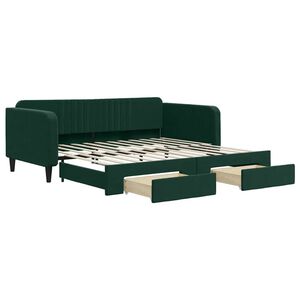 vidaXL Sof&aacute; cama nido con cajones terciopelo verde oscuro 100x200 cm