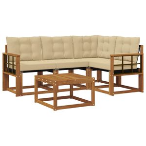 vidaXL Conjunto de sof&aacute;s de exterior con coj&iacute;n 5 pcs Natural y Beige