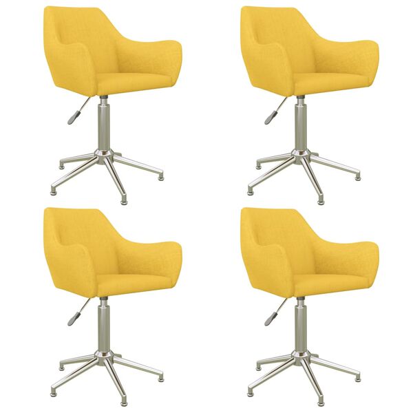 vidaXL Sillas de comedor giratorias 4 unidades tela amarillo