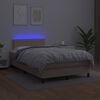 vidaXL Cama box spring colch&oacute;n LED cuero sint&eacute;tico capuchino 120x190cm