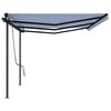 vidaXL Toldo retr&aacute;ctil autom&aacute;tico con postes azul y blanco 6x3 m