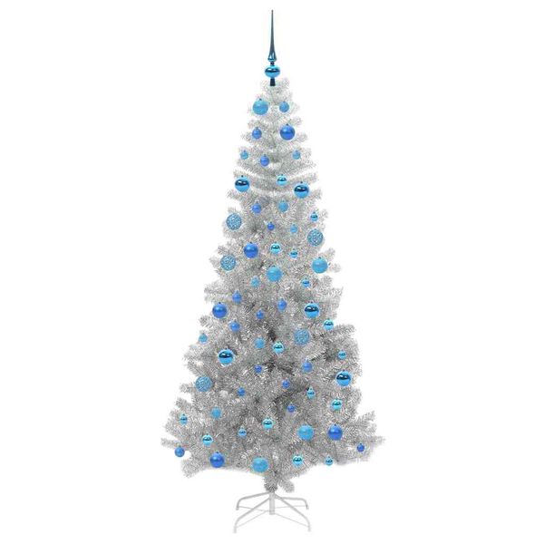vidaXL Árbol de Navidad con 300 LED con soporte Plateado 180 cm PET