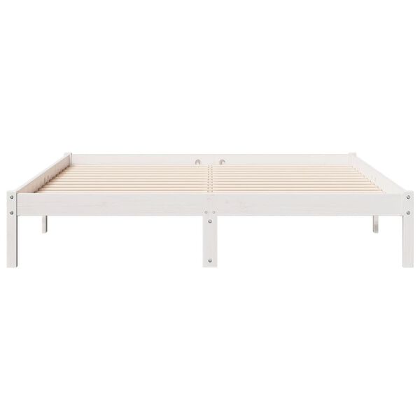 vidaXL Cama extralarga sin colch&oacute;n madera maciza pino blanca 140x210 cm