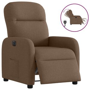 vidaXL Sill&oacute;n reclinable el&eacute;ctrico de tela marr&oacute;n